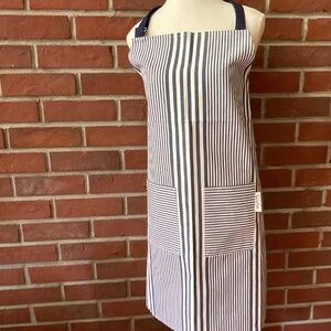 Sur La Table Striped Blue White Cotton Adjustable Unisex Apron NEW